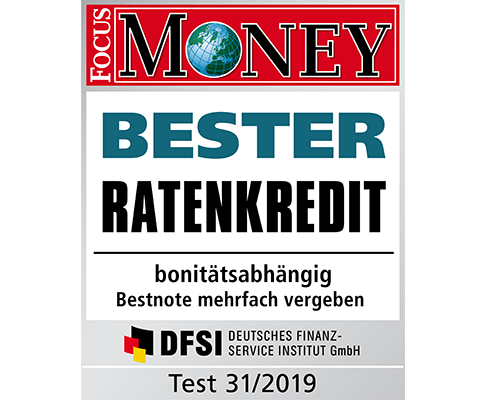 Berechnen Sie jetzt mit deKredit-Rechner Ihren FlexoPlus-Ratenkredit - den besten Ratenkredit laut FOCUS MONEY Test Heft 31/2019